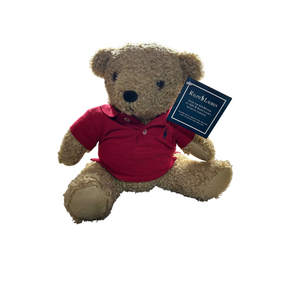 Ralph Lauren Teddy Bear Plush Red Polo Shirt Collectible 11 inch